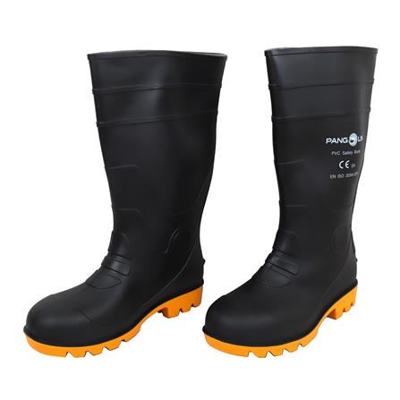 รองเท้าบูท PVC หัวเหล็ก PANGOLIN สูง 14 นิ้ว เบอร์ 11 สีดำ_0