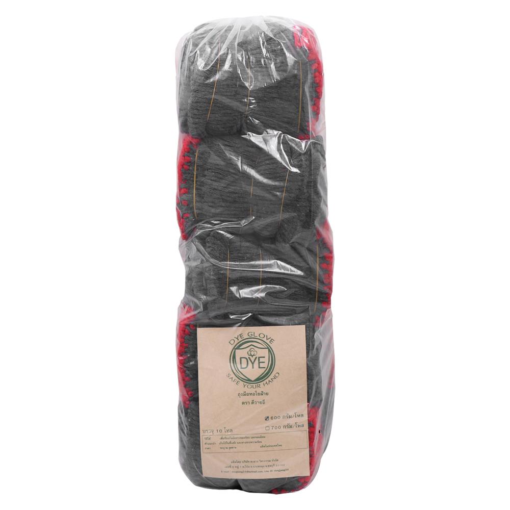 ถุงมือทอ 6 ขีด DYE 10 โหล สีเทา