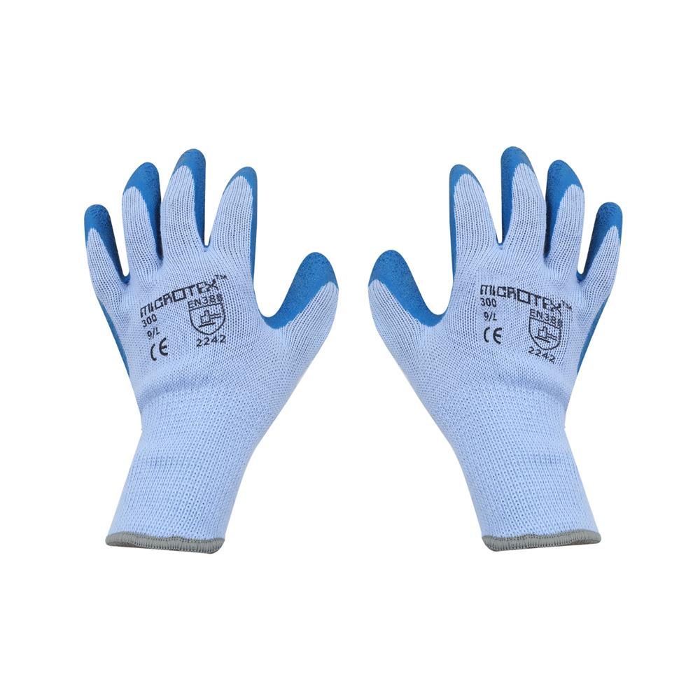 ถุงมือถักเคลือบยางกันบาด MEGA GLOVE สีฟ้า แพ็ก 2 ชิ้น