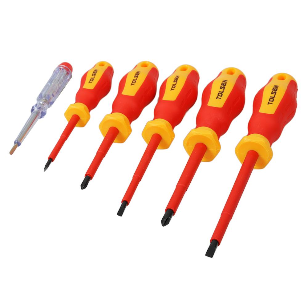 ชุดไขควงหุ้มฉนวนกันไฟฟ้า TOLSEN 6 ชิ้น/ชุด