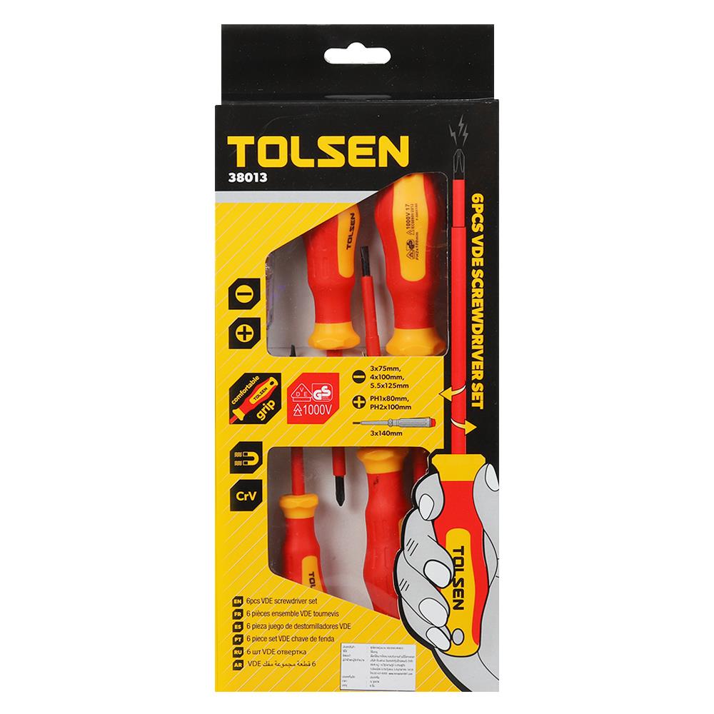 ชุดไขควงหุ้มฉนวนกันไฟฟ้า TOLSEN 6 ชิ้น/ชุด