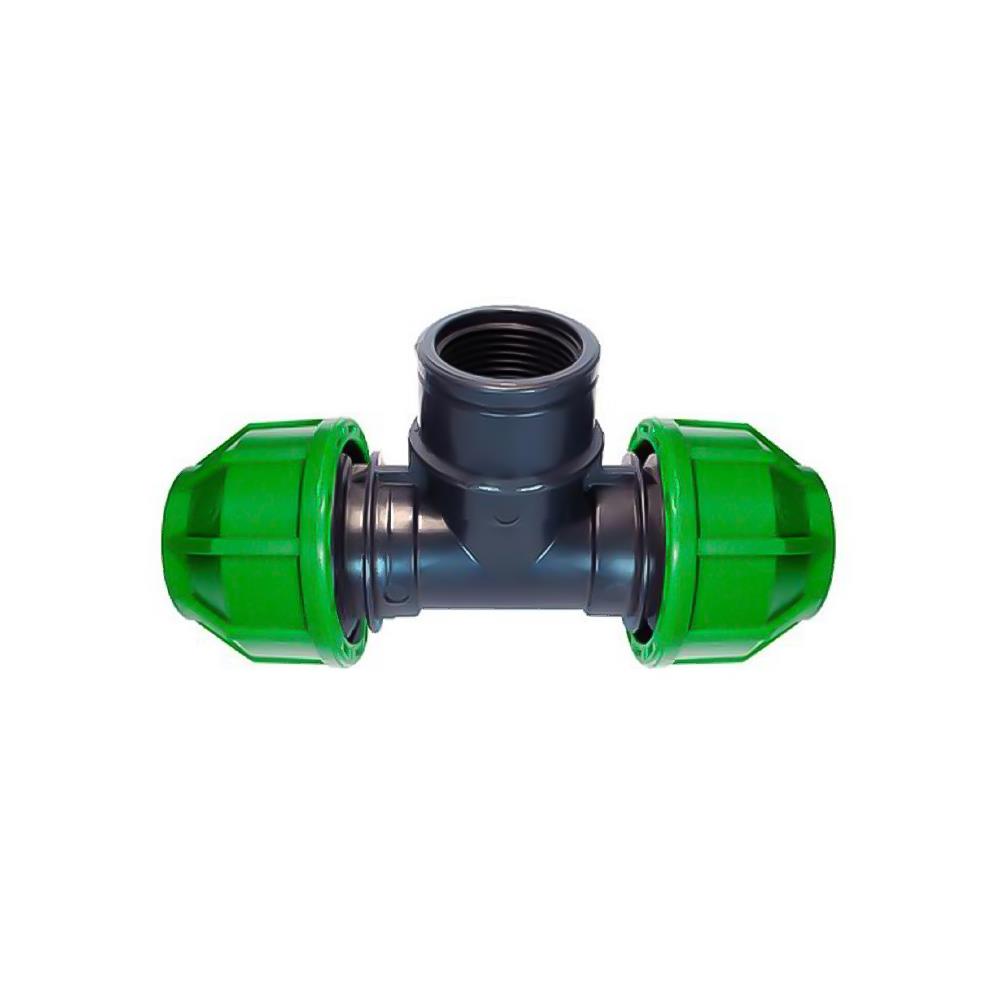 ข้อต่อสามทางสวมล็อก PE เกลียวใน KANYA 32 มม. X 1 นิ้ว