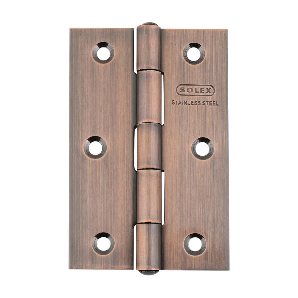 บานพับ 3.5X2 นิ้ว X 2 มม. SOLEX 3522 สีทองแดงรมดำ (แพ็ก 3 ชิ้น)