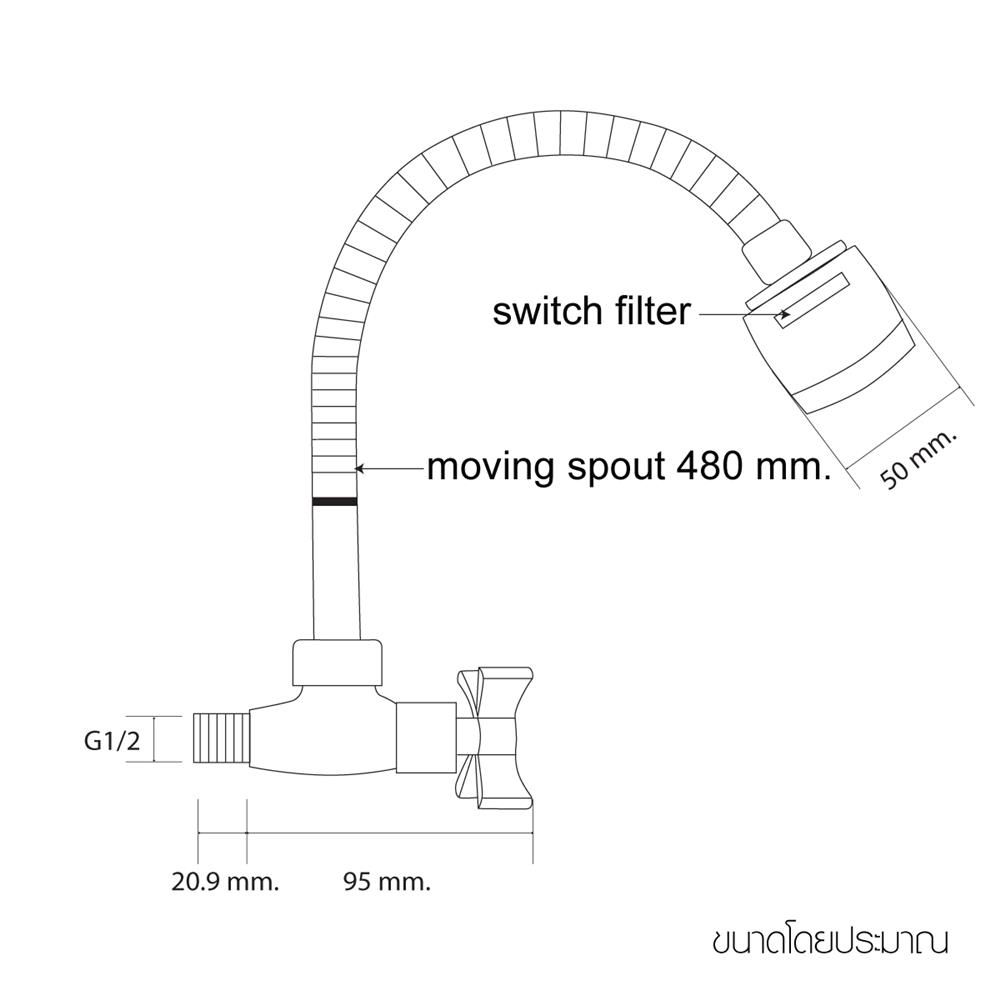 ก๊อกซิงค์เดี่ยวติดผนัง WSP FFW-5203