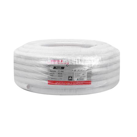 ท่ออ่อนลายลูกฟูก PVC HACO FXP25 25 มม. 40 ม. สีขาว_0