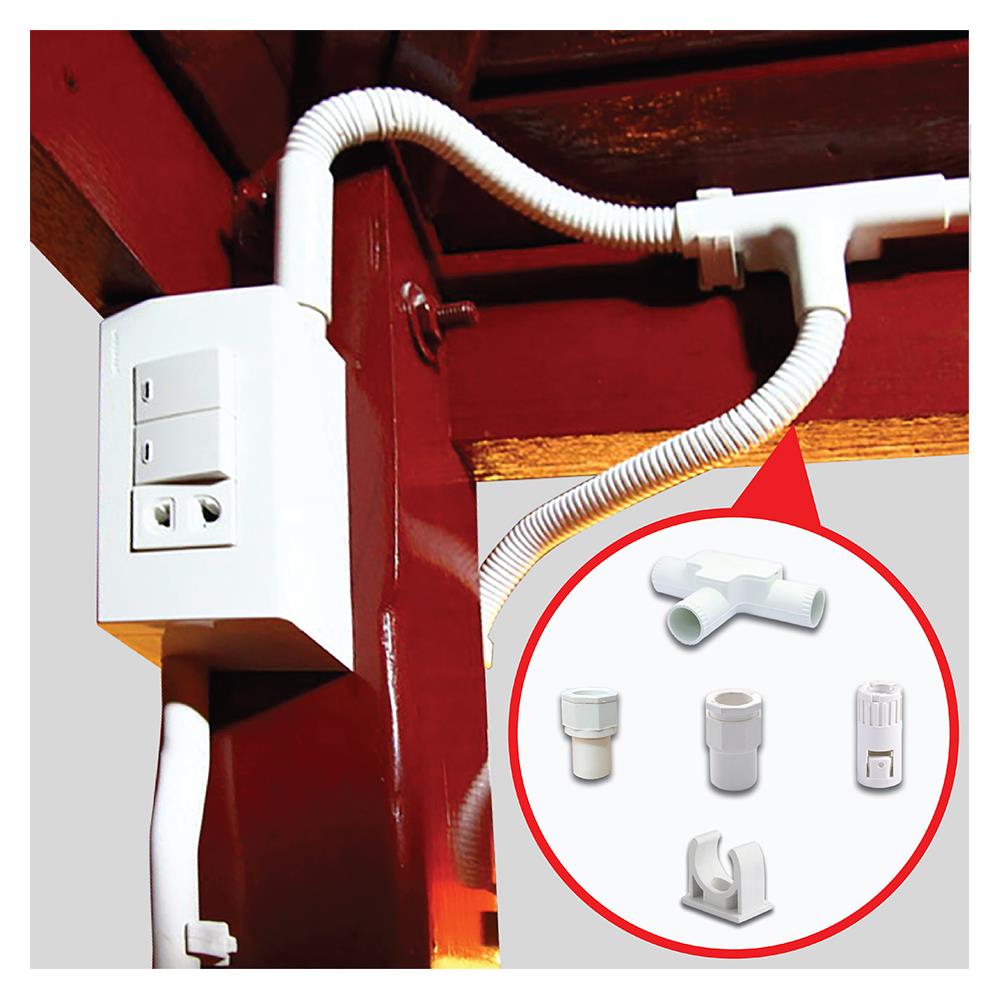 ท่ออ่อนลายลูกฟูก HACO 16 มม. 50 ม. สีขาว