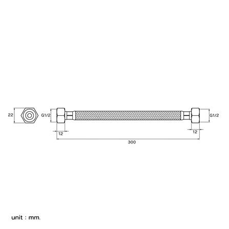 สายน้ำดีสเตนเลสน้ำอุ่น-น้ำเย็น 12 นิ้ว WS CWT-500-12_1