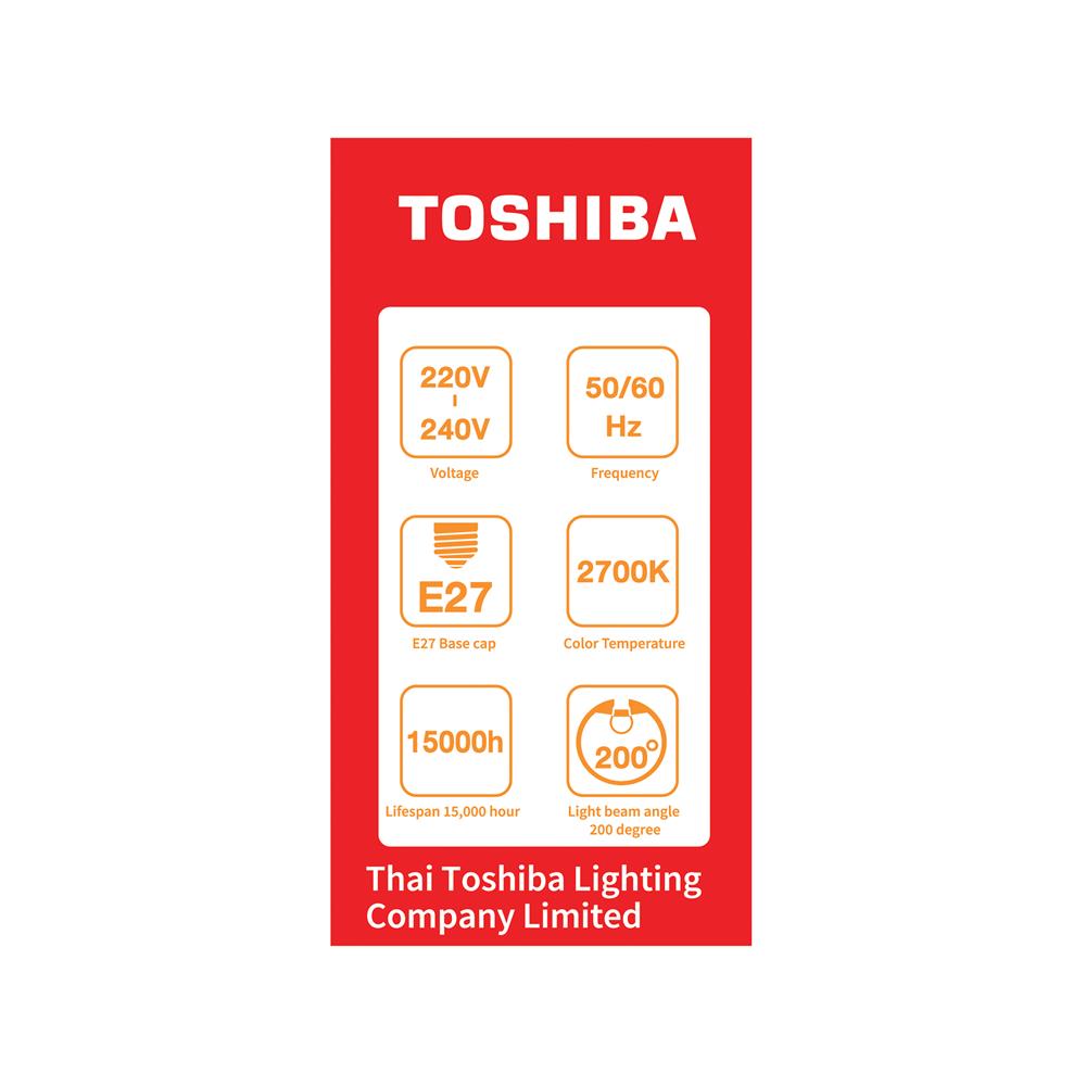 หลอด LED TOSHIBA A60 G7 9 วัตต์ WARM WHITE E27