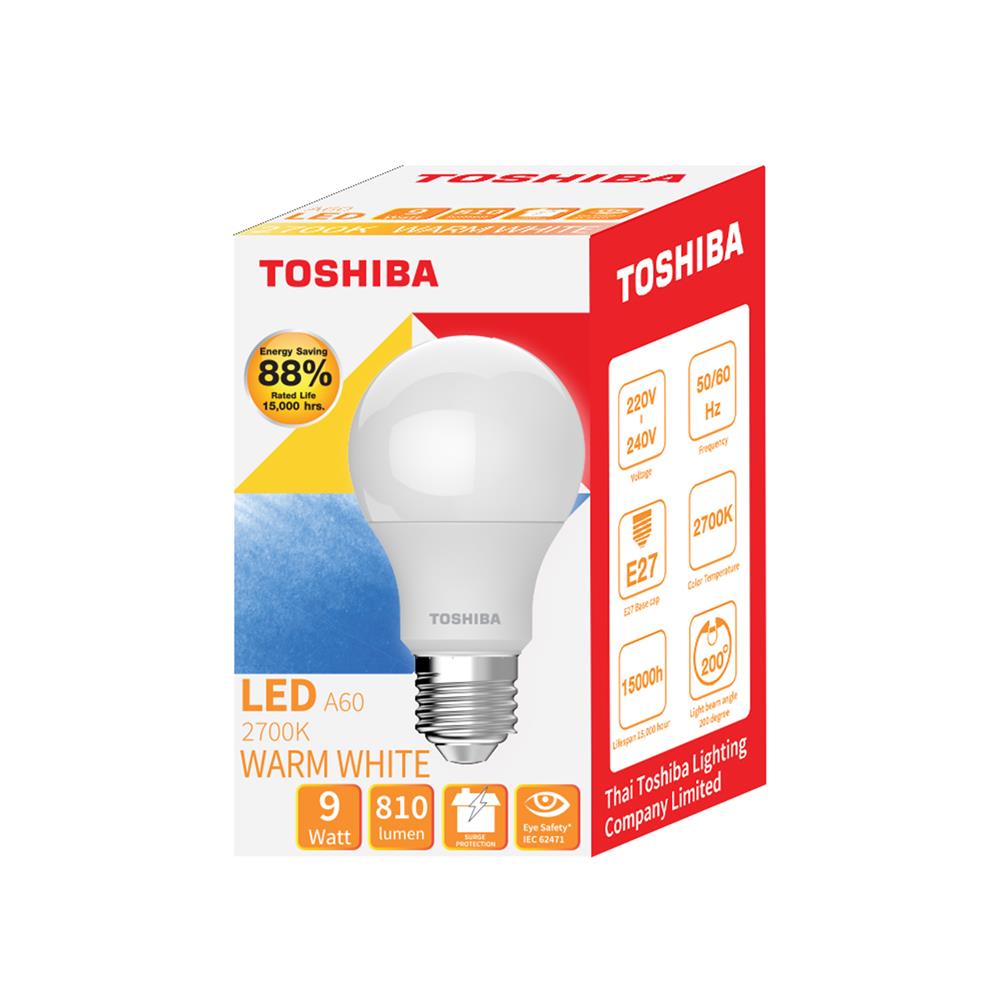 หลอด LED TOSHIBA A60 G7 9 วัตต์ WARM WHITE E27