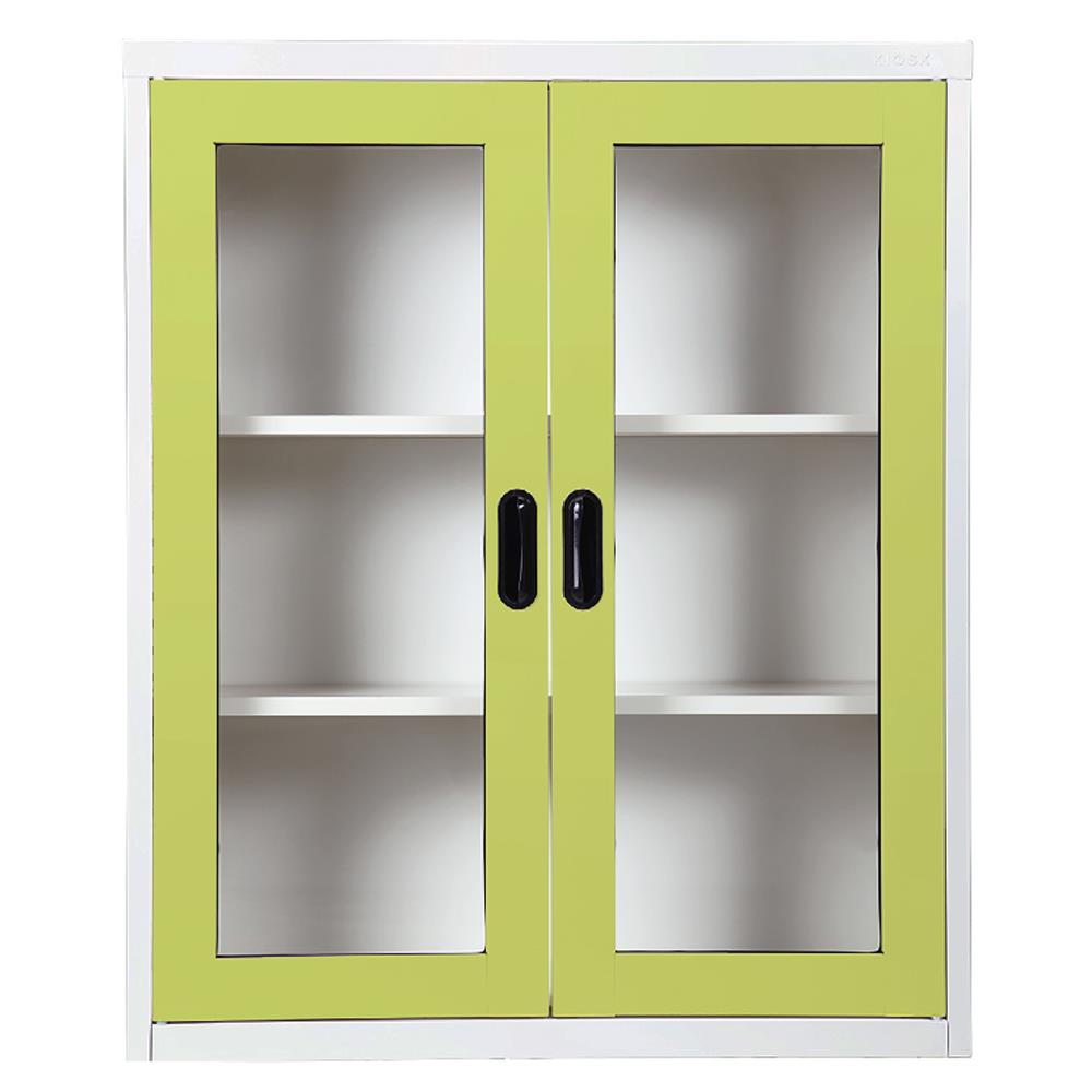 ตู้เหล็กบานเปิดกระจก KIOSK MAX-032 สีเขียว