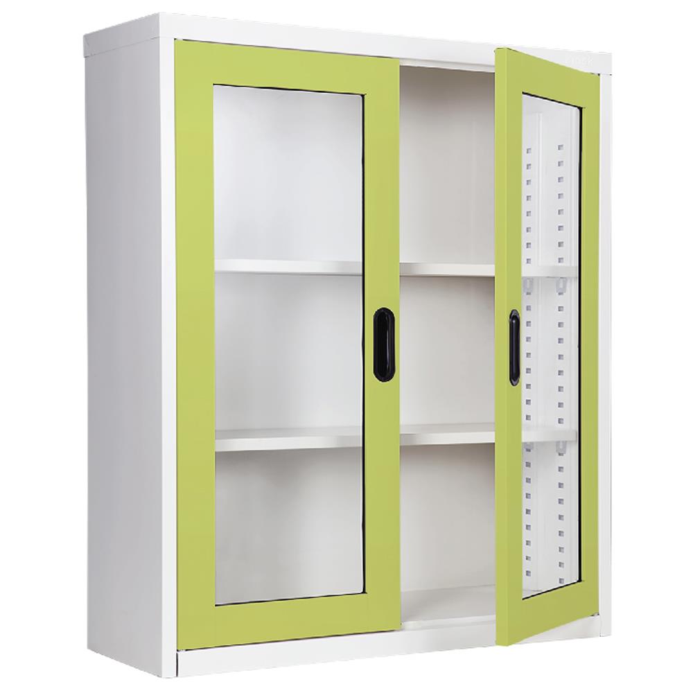 ตู้เหล็กบานเปิดกระจก KIOSK MAX-032 สีเขียว