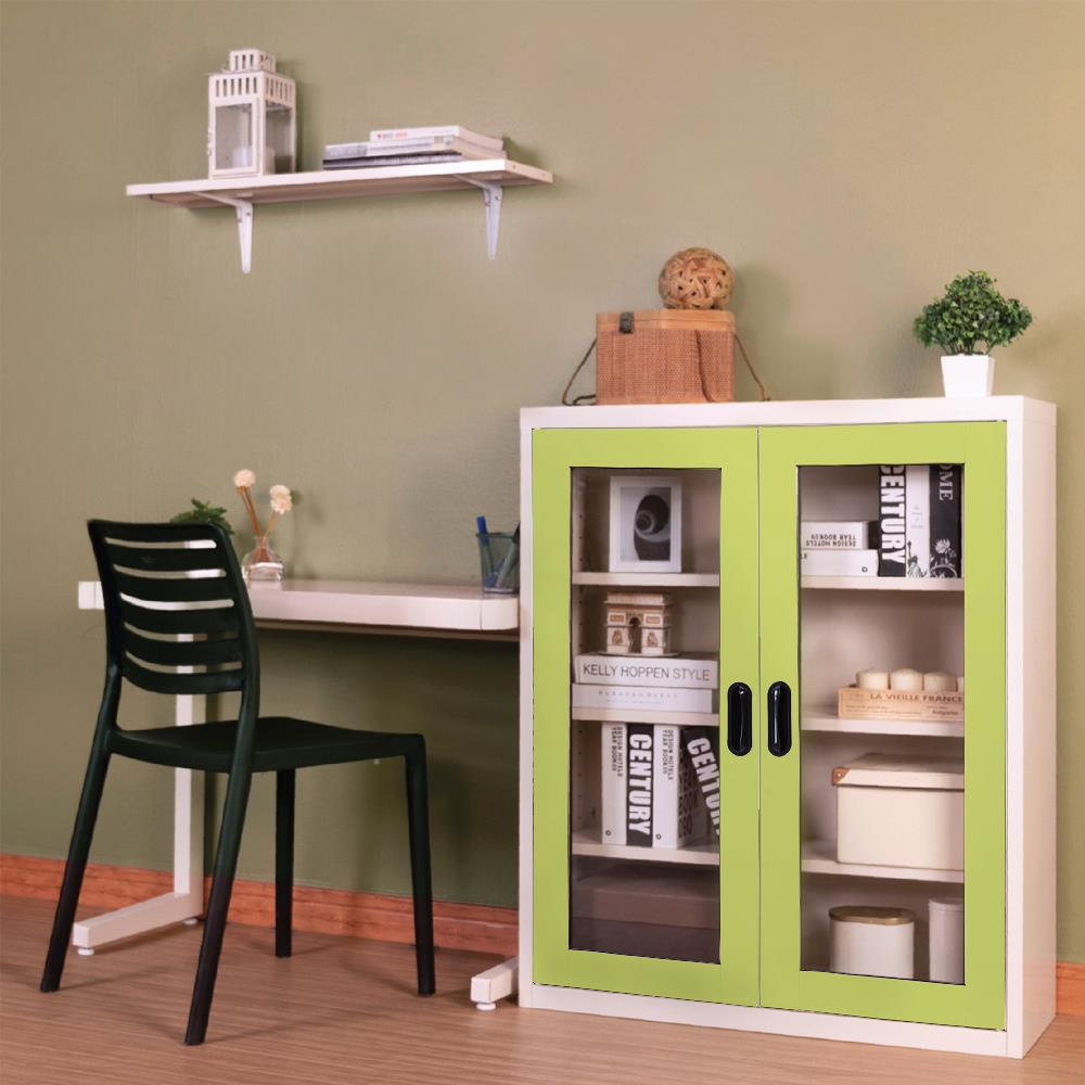 ตู้เหล็กบานเปิดกระจก KIOSK MAX-032 สีเขียว