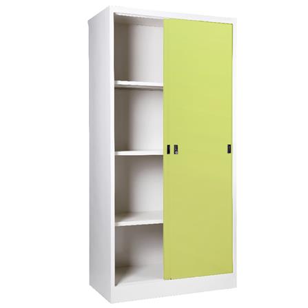 ตู้เหล็กสูงบานเลื่อนทึบ KIOSK SOD-18 สีเขียว_2