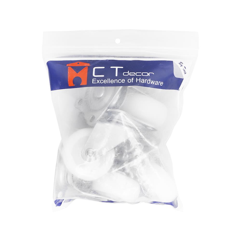 ลูกล้อไนลอน BY TORA แป้นหมุน 2 นิ้ว สีขาว แพ็ก 4 ชิ้น