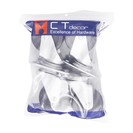 ลูกล้อ PVC BY TORA แป้นหมุน มีเบรค 2 นิ้ว สีดำ แพ็ก 4 ชิ้น_4