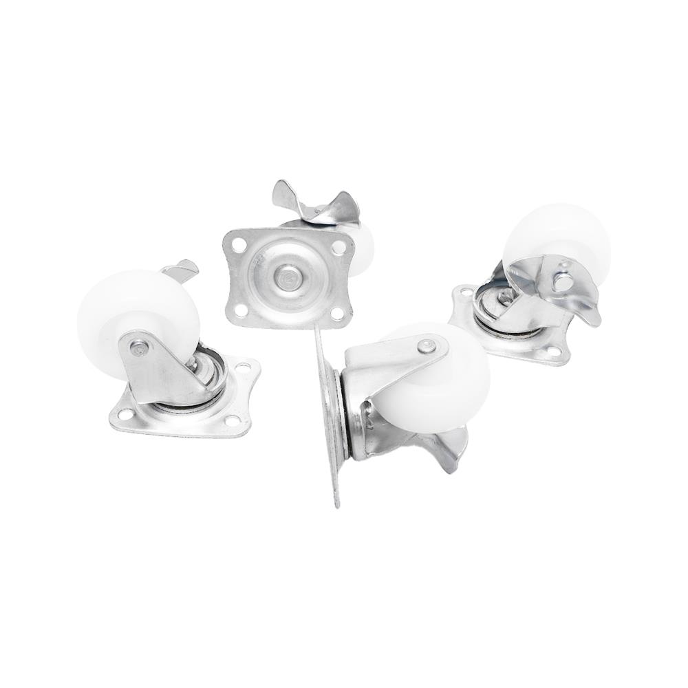 ลูกล้อไนลอน BY TORA แป้นหมุน มีเบรค 2 นิ้ว สีขาว แพ็ก 4 ชิ้น