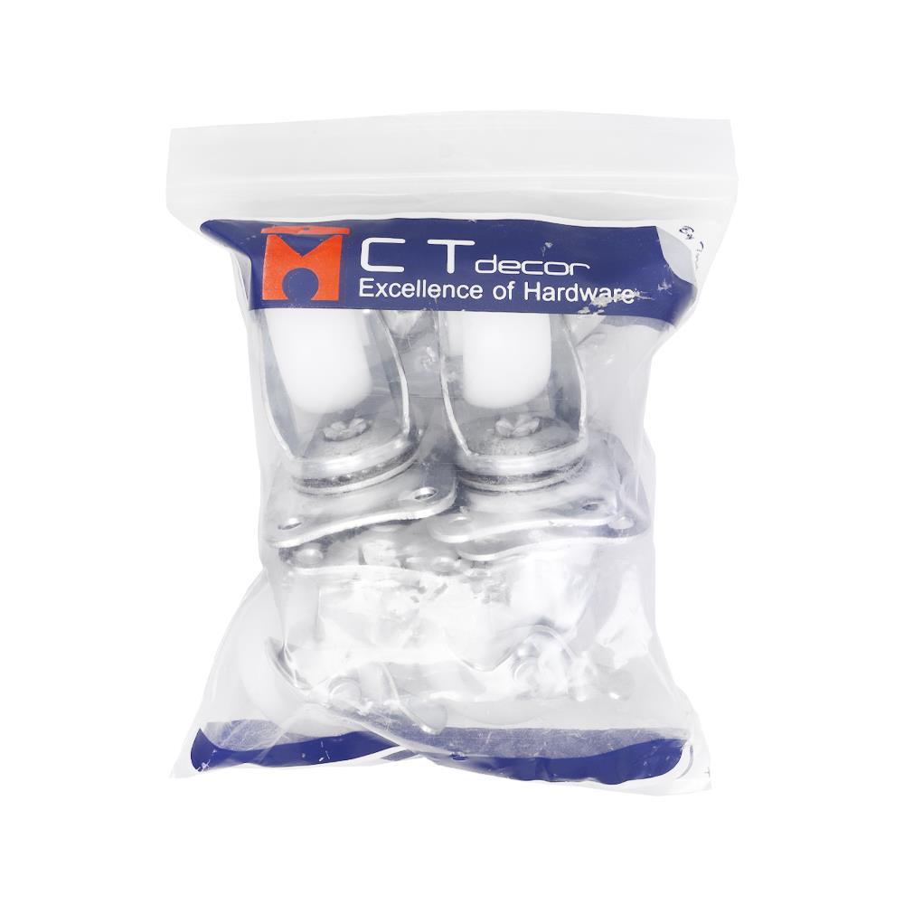 ลูกล้อไนลอน BY TORA แป้นหมุน มีเบรค 2 นิ้ว สีขาว แพ็ก 4 ชิ้น