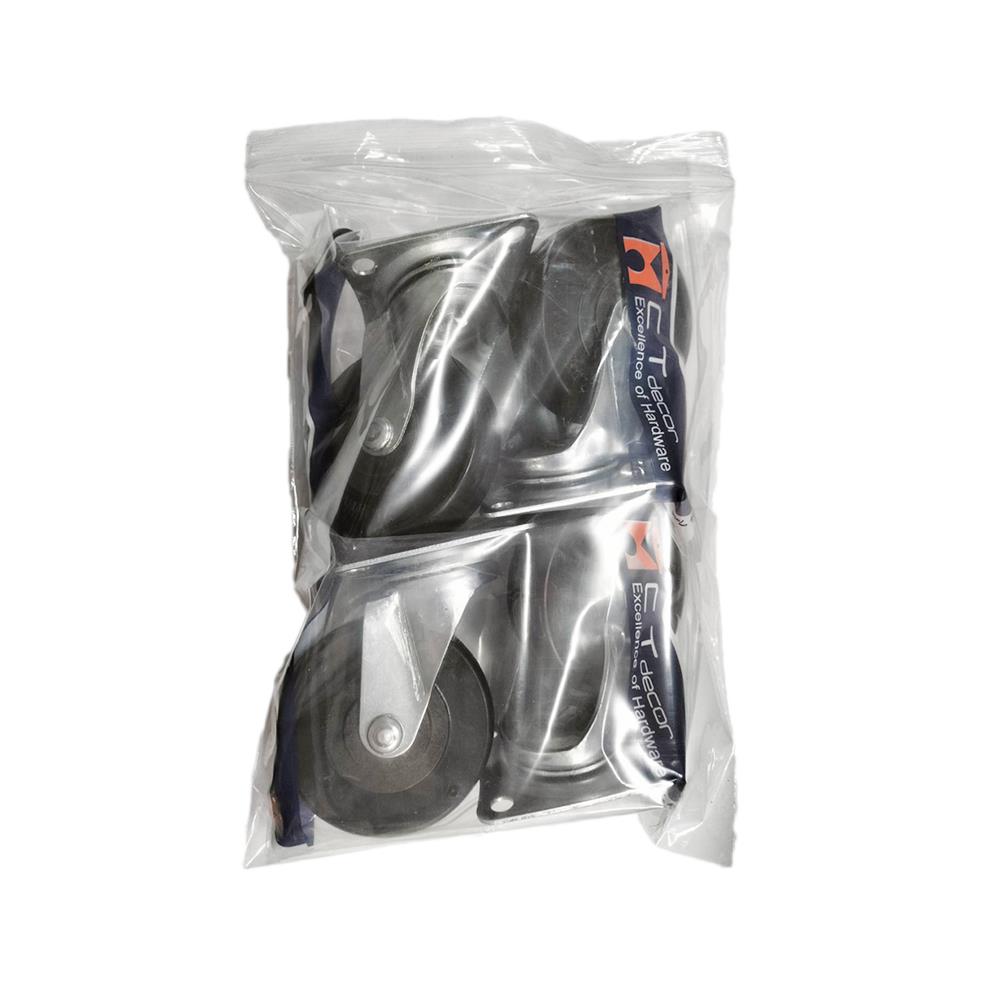 ลูกล้อ PVC BY TORA แป้นหมุนเบรค 3 นิ้ว สีดำ แพ็ก 4 ชิ้น