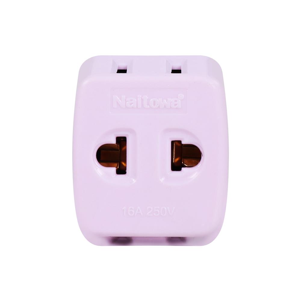 ปลั๊ก 3 ตา 2 ขาแบน NAITOWA N-036 สีขาว