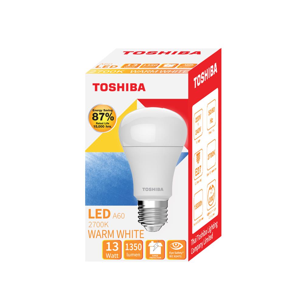 หลอด LED TOSHIBA A60 G7 13 วัตต์ WARM WHITE E27