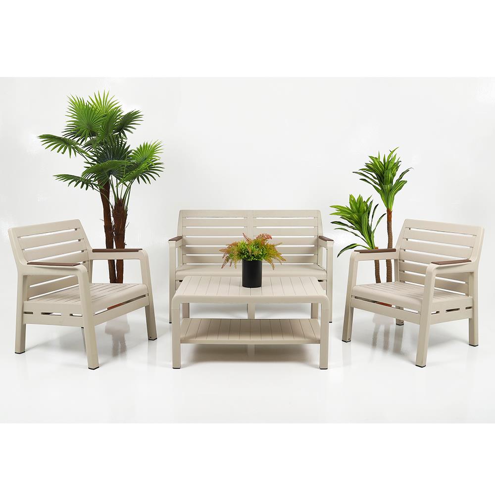 ม้านั่งพลาสติก 2 ที่นั่ง SPRING MONTANA สีเบจ