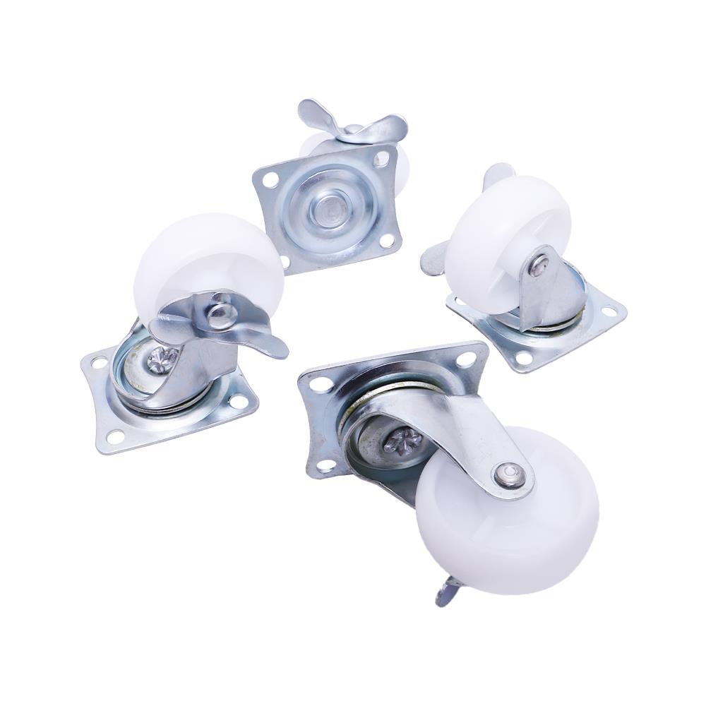 ลูกล้อไนลอน BY TORA แป้นหมุน มีเบรค สีขาว 2.5 นิ้ว แพ็ก 4 ชิ้น