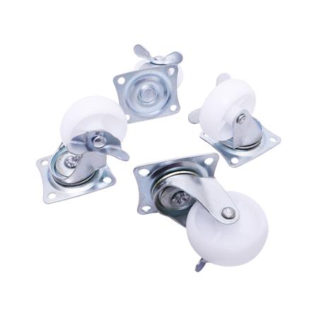 ลูกล้อไนลอน BY TORA แป้นหมุน มีเบรค สีขาว 2.5 นิ้ว แพ็ก 4 ชิ้น_3