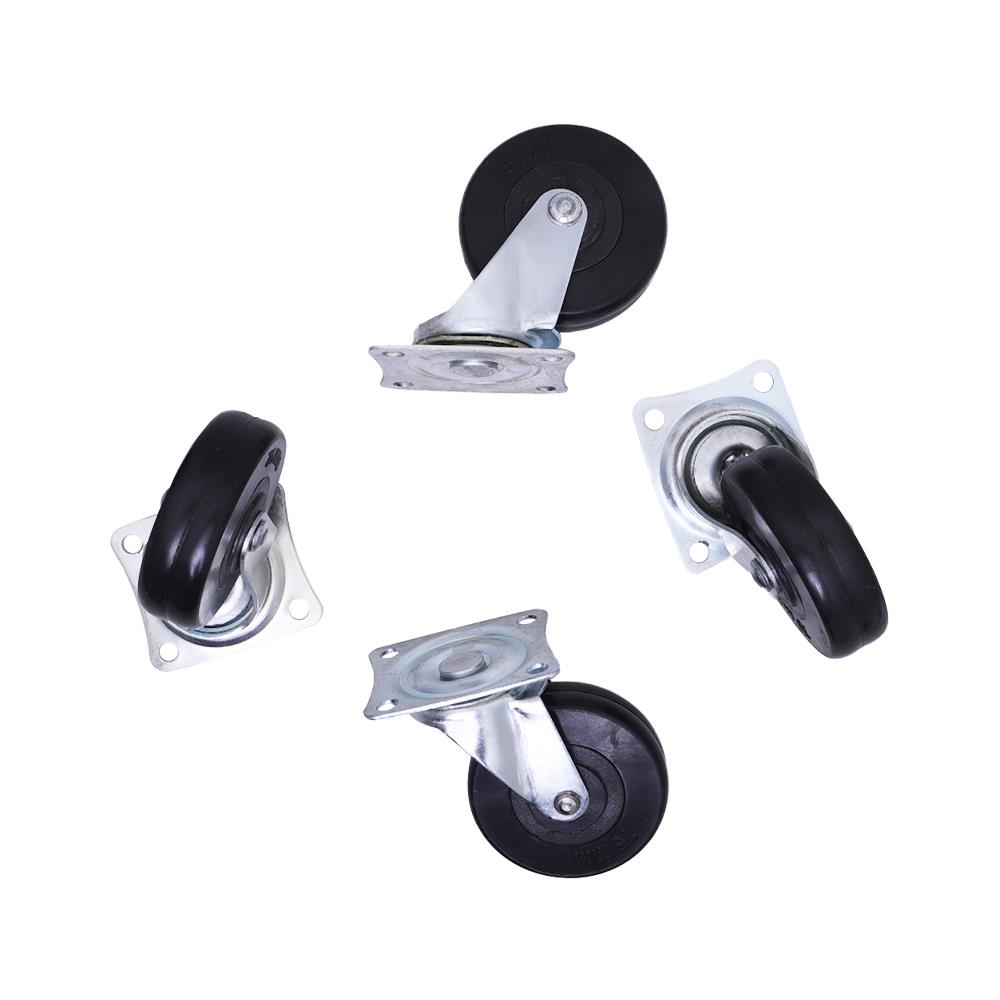 ลูกล้อ PVC BY TORA แป้นหมุน 3 นิ้ว สีดำ แพ็ก 4 ชิ้น