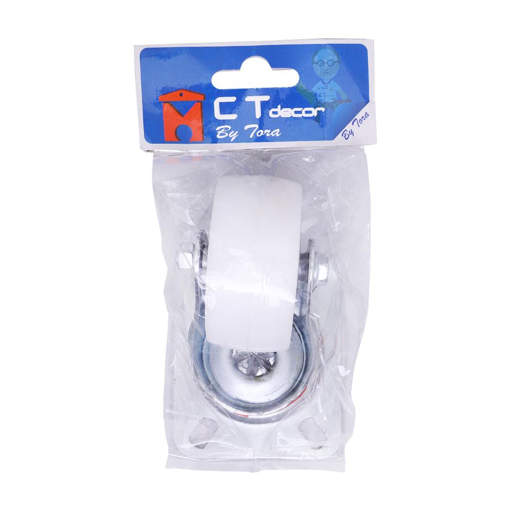 ลูกล้อไนลอน BY TORA แป้นหมุน ไม่มีเบรก 3 นิ้ว สีขาว