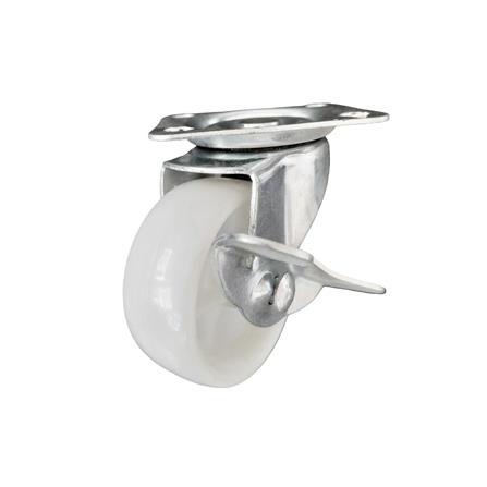 ลูกล้อ PP TIGER แป้นหมุน มีเบรก 3 นิ้ว สีขาว