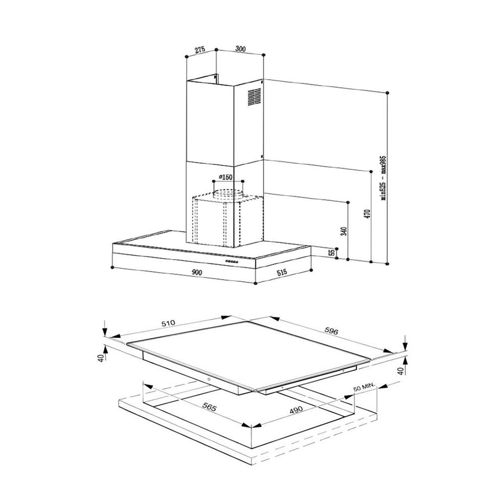 เตาฝัง+เครื่องดูดควัน MEX HVN264+K633X90