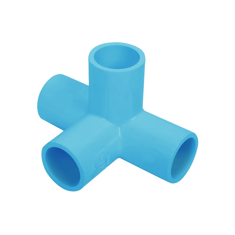 ข้อต่อสี่ทางตั้งฉาก PVC THAI PIPE  1 นิ้ว สีฟ้า