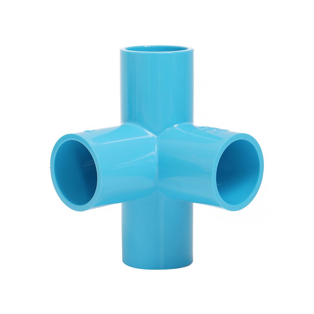ข้อต่อสี่ทางตั้งฉาก PVC THAI PIPE  1 นิ้ว สีฟ้า