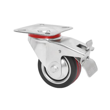 ลูกล้อยาง BY TORA แป้นหมุน มีเบรก 2 ชั้น 3 นิ้ว สีดำ_0