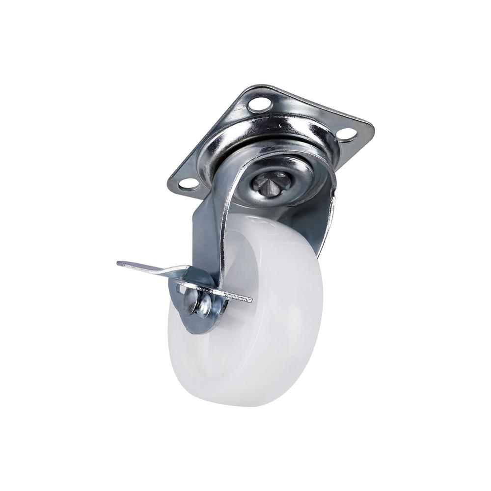 ลูกล้อไนลอน BY TORA แป้นหมุน มีเบรค 3 นิ้ว สีขาว แพ็ก 4 ชิ้น