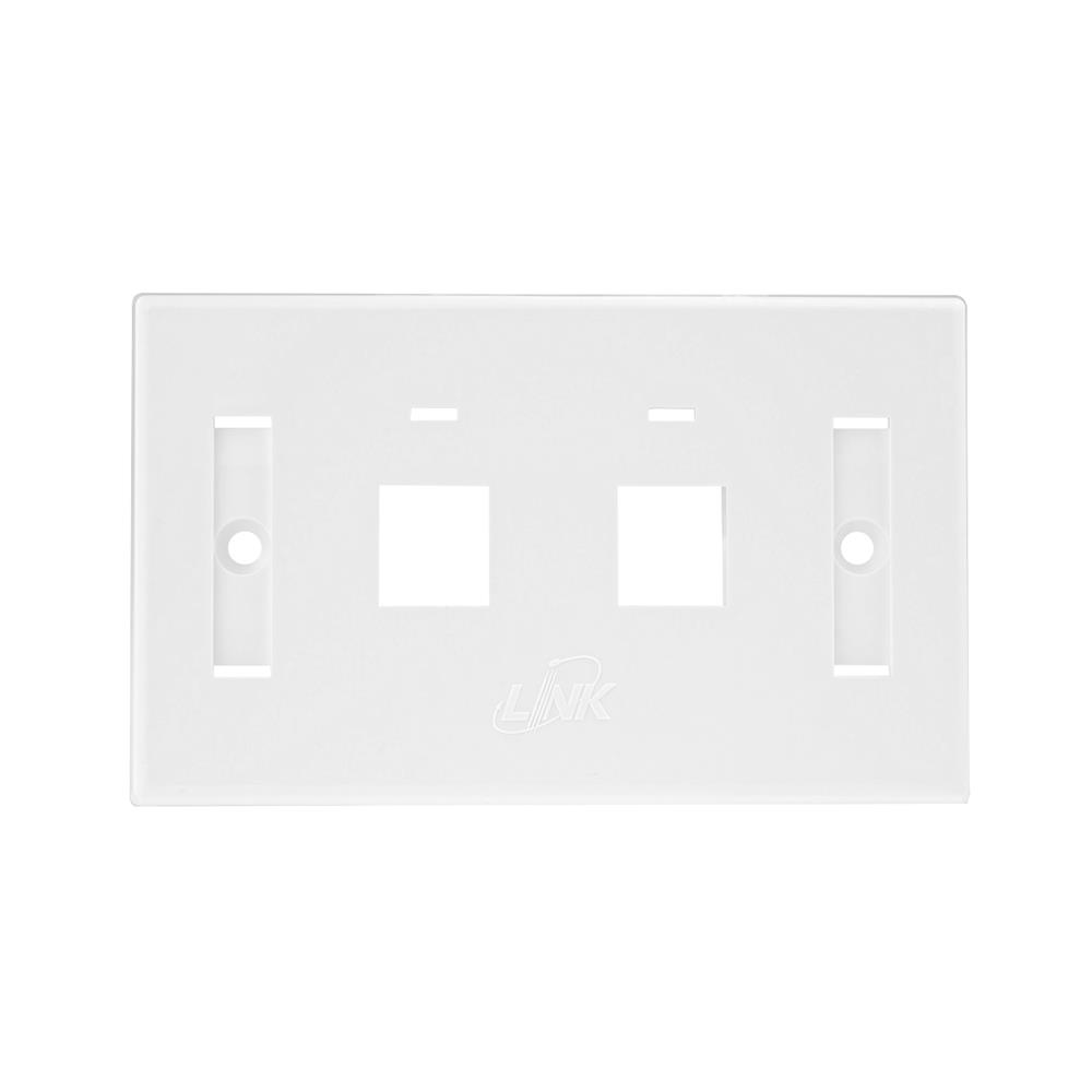 หน้ากาก RJ45 2 ช่อง มีป้ายชื่อ LINK US2002A สีขาว