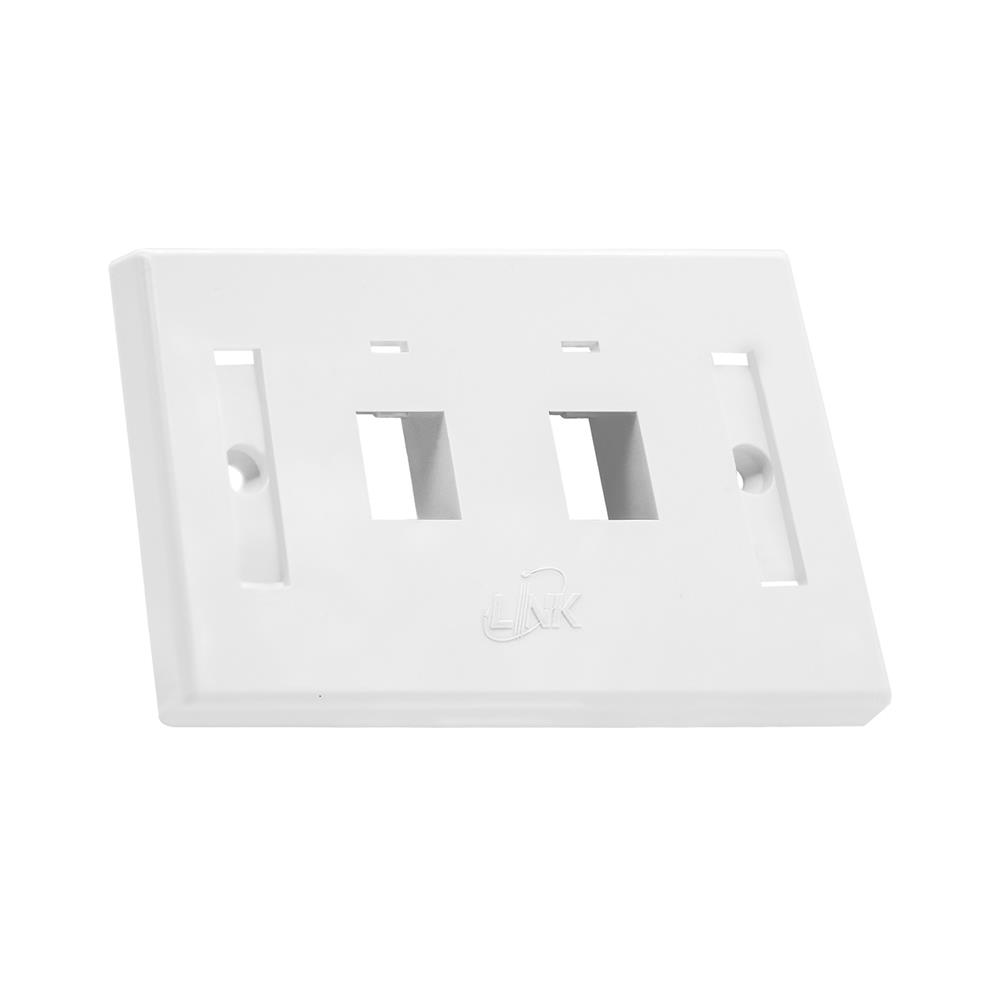 หน้ากาก RJ45 2 ช่อง มีป้ายชื่อ LINK US2002A สีขาว