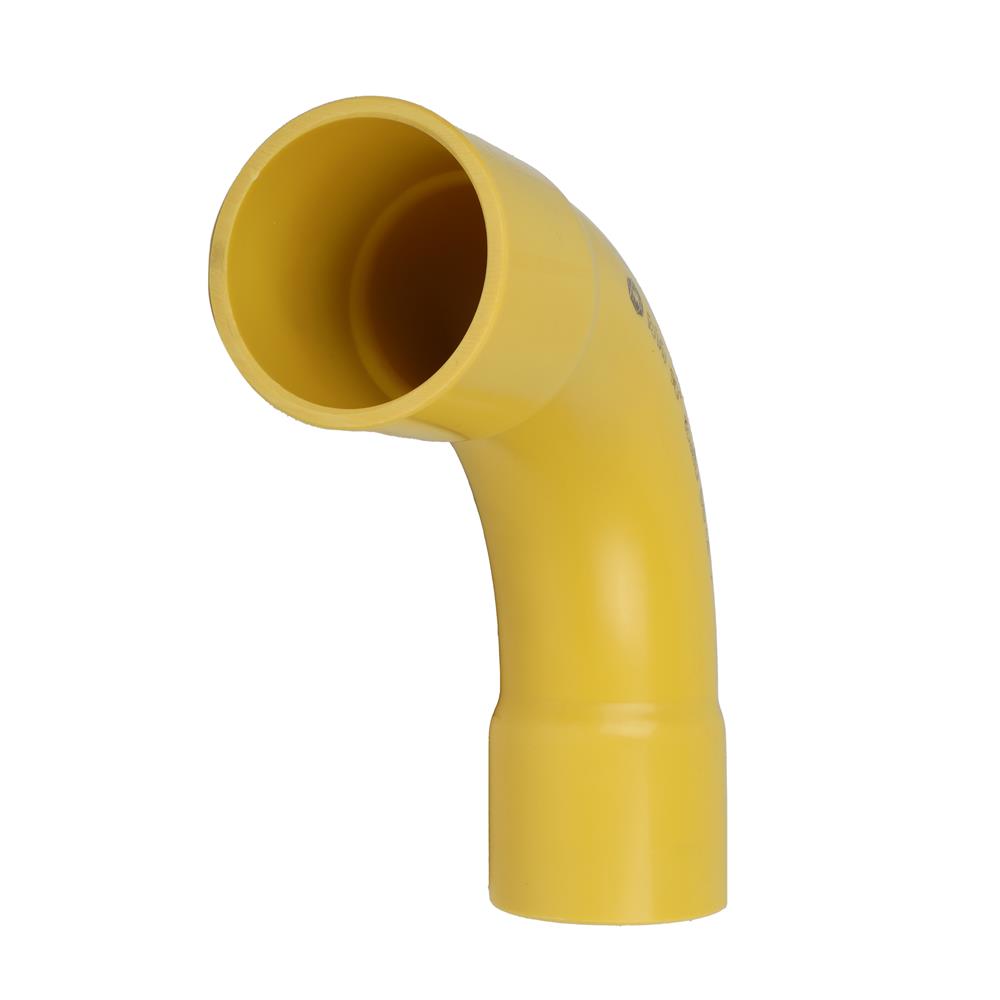 ข้อต่อโค้ง 90 องศา ช่วงสั้น ตราช้างNPI 2 นิ้ว สีเหลือง