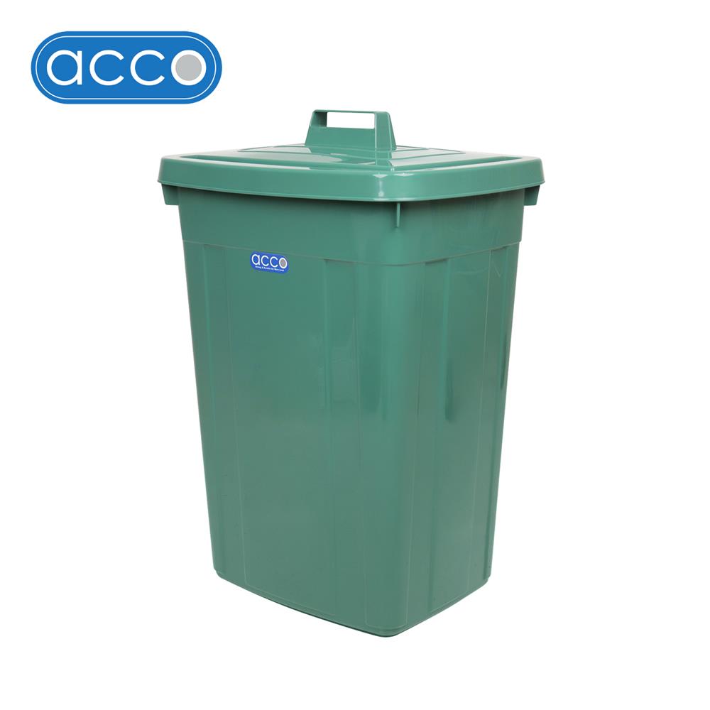 ถังขยะเหลี่ยม ฝาเปิด-ปิด ACCO 95L สีเขียว