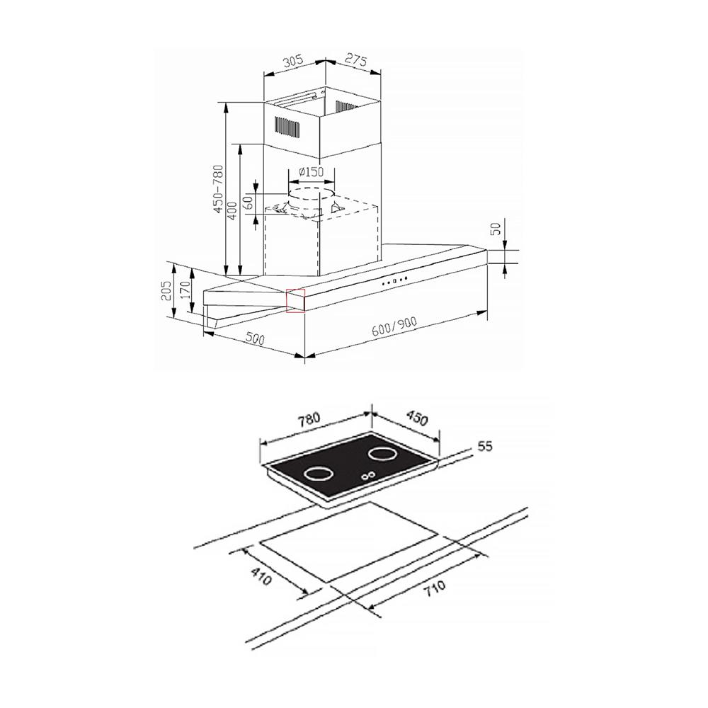 เตาฝัง+เครื่องดูดควัน TEKA GTLUX782G+DHATC90 78 X 45 ซม. สีดำ