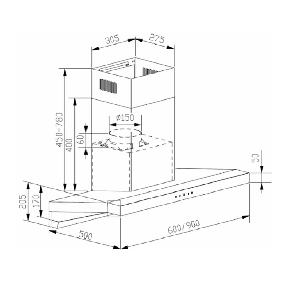 เครื่องดูดควันกระโจม TEKA DHA90TC 90ซม.