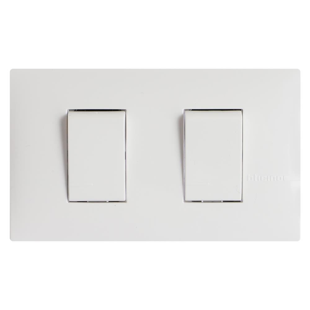 ชุดสวิตช์ 1 ทาง 2 ช่อง BTICINO SAE1200TBN สีขาว