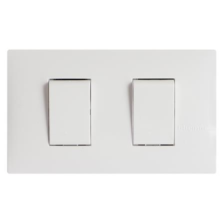 ชุดสวิตช์ 1 ทาง 2 ช่อง BTICINO SAE1200TBN สีขาว