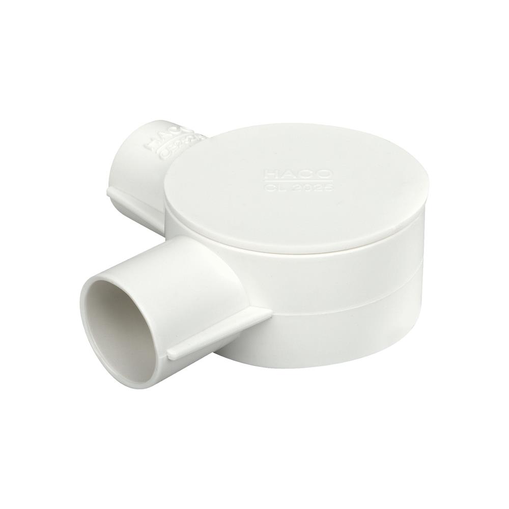 กล่องพักสาย 2 ทาง 90 องศา HACO 25 มม. CB252/90 สีขาว