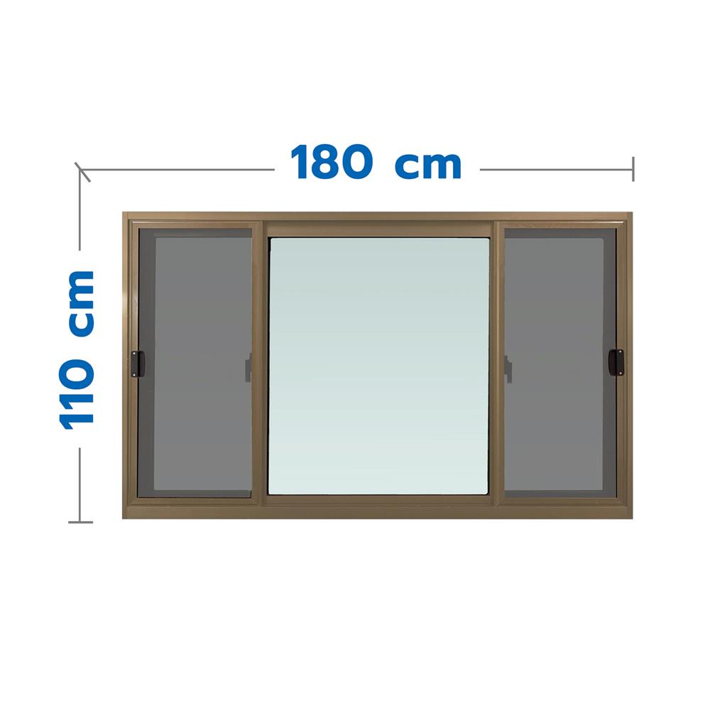 หน้าต่างบานเลื่อน อะลูมิเนียม S-F-S มุ้ง WINDOW ASIA 180x110 ซม. สีชา