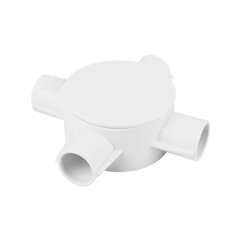 กล่องพักสายกลม 4 ทาง HACO 20 มม. CB204 สีขาว