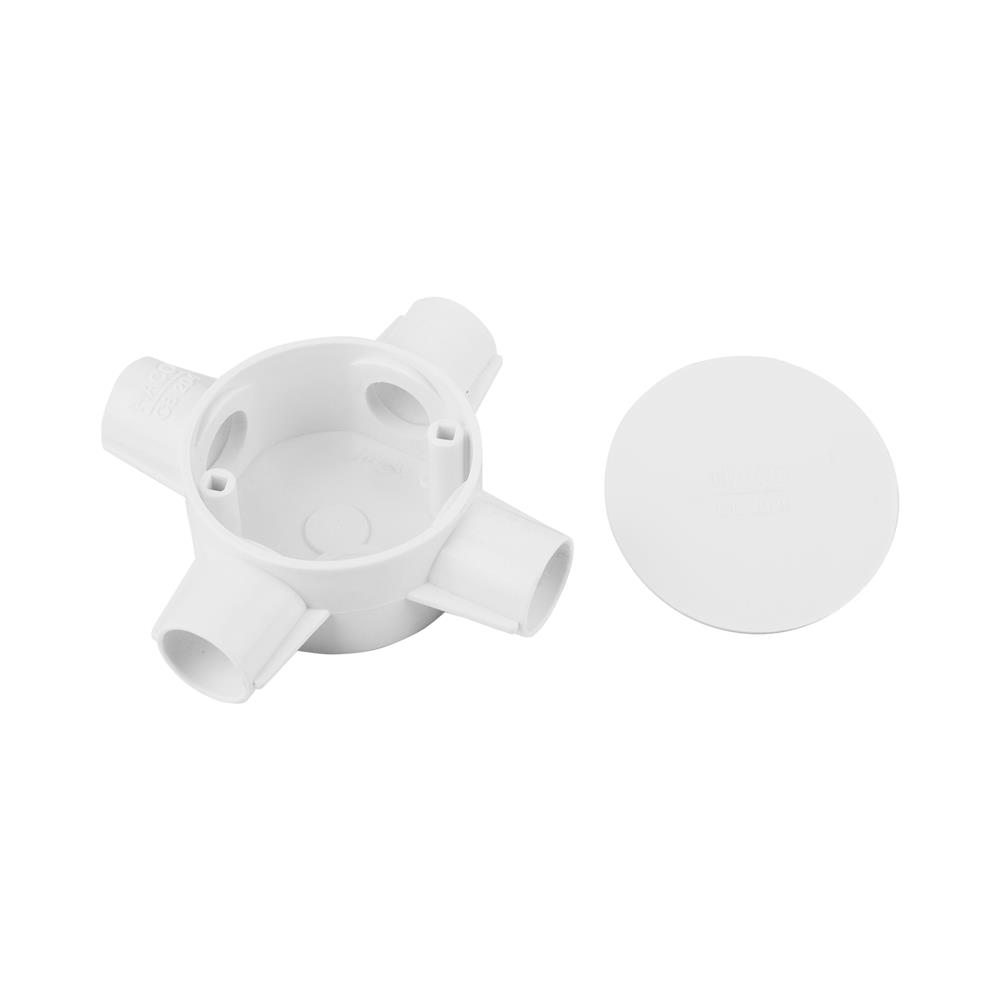 กล่องพักสายกลม 4 ทาง HACO 20 มม. CB204 สีขาว