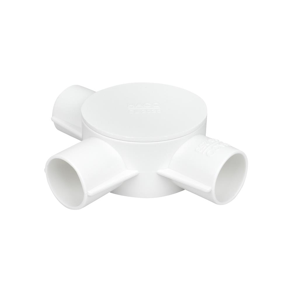 กล่องพักสาย 3 ทาง HACO 25 มม. CB253 สีขาว