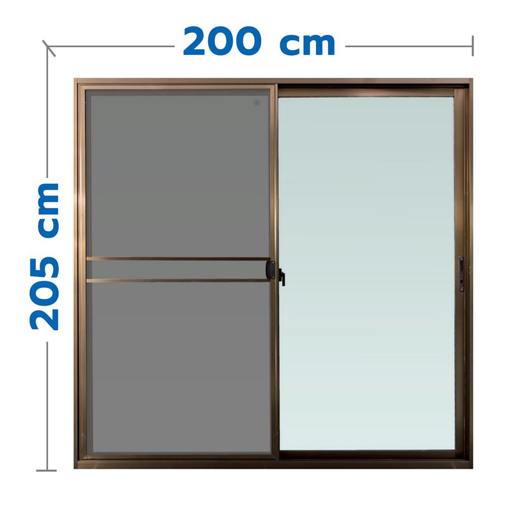 ประตูบานเลื่อน อะลูมิเนียม S-S มุ้ง WINDOW ASIA 200x205 ซม. สีชา