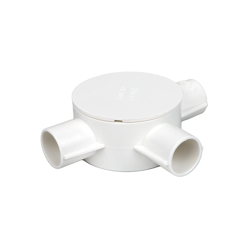 กล่องพักสาย 3 ทาง HACO 20 มม. CB203  สีขาว